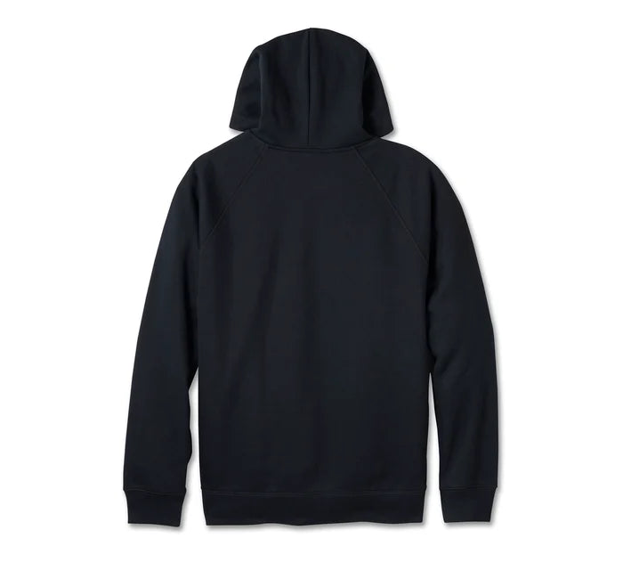 Bar & Shield Contrast Pullover Hoodie - Colorblock - Harley Black & Ombre Blue