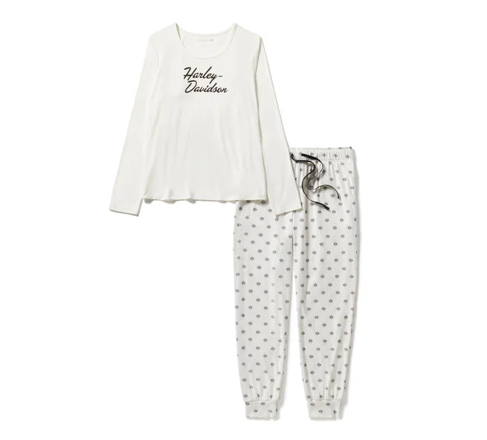 Women's Harley-Davidson Long Sleeve Pyjama Set - Cloud Dancer