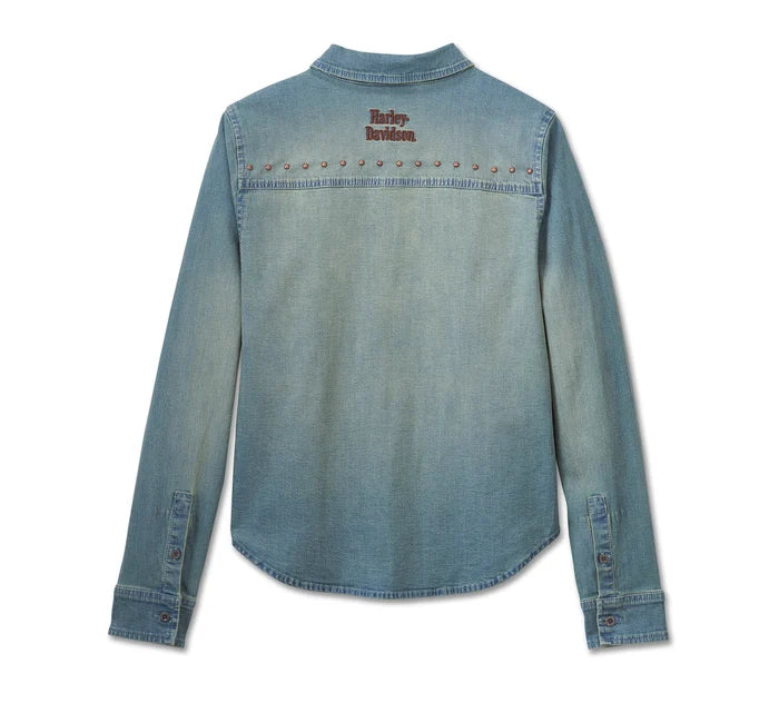 Women's H-D Studded Denim Shirt
