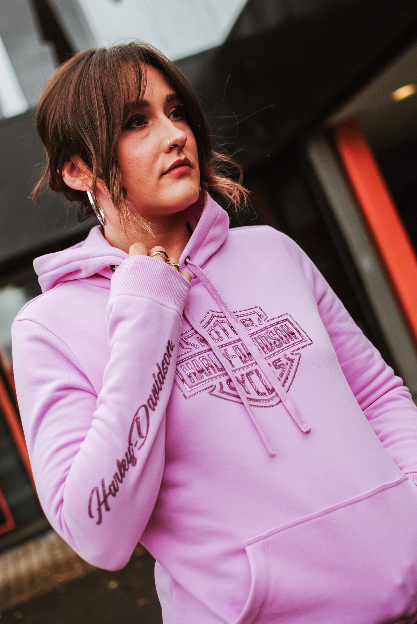 Women's Essential Bling Pullover Fleece Hoodie - Orchid