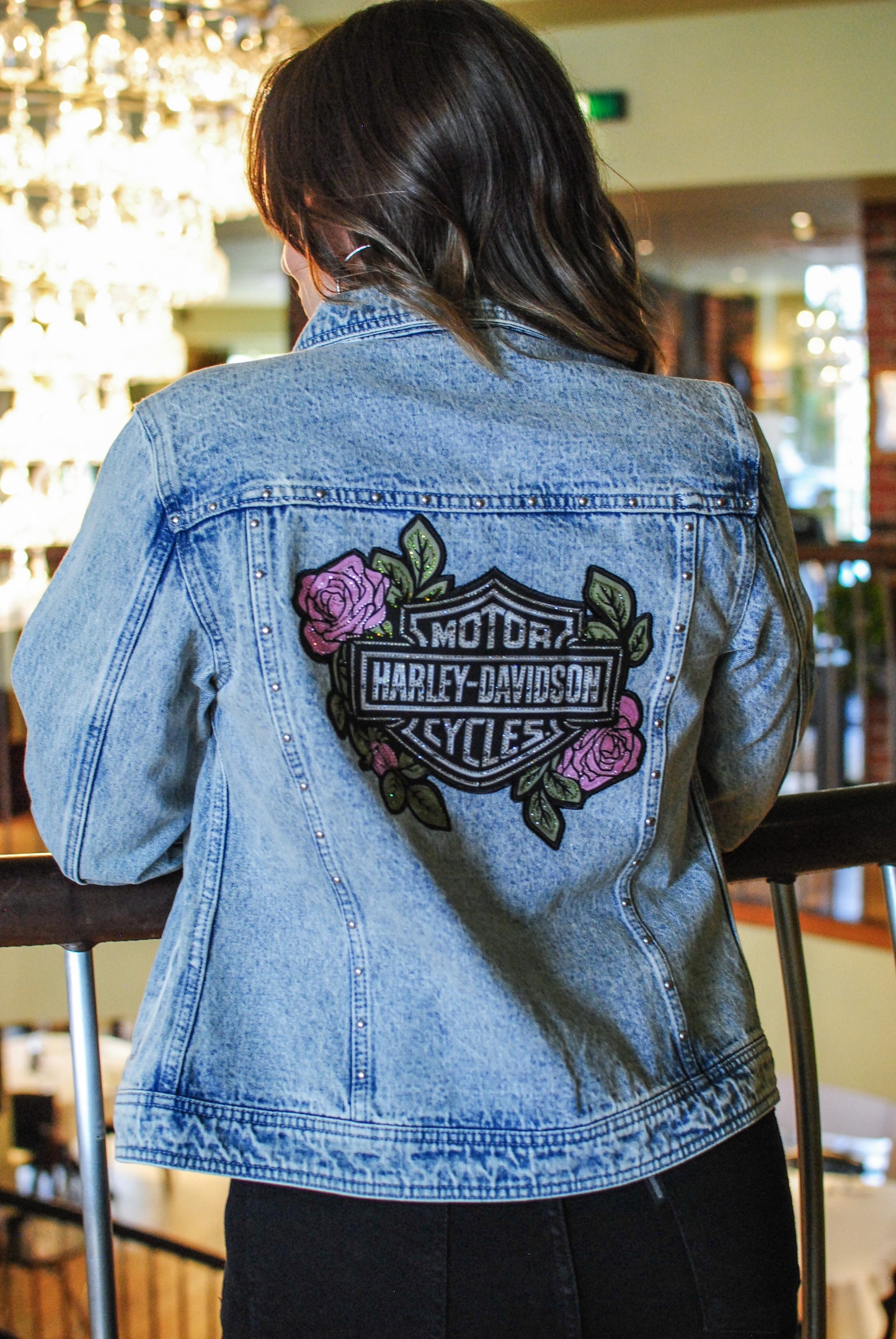 Women's Rose & Thorn Bling Denim Jacket