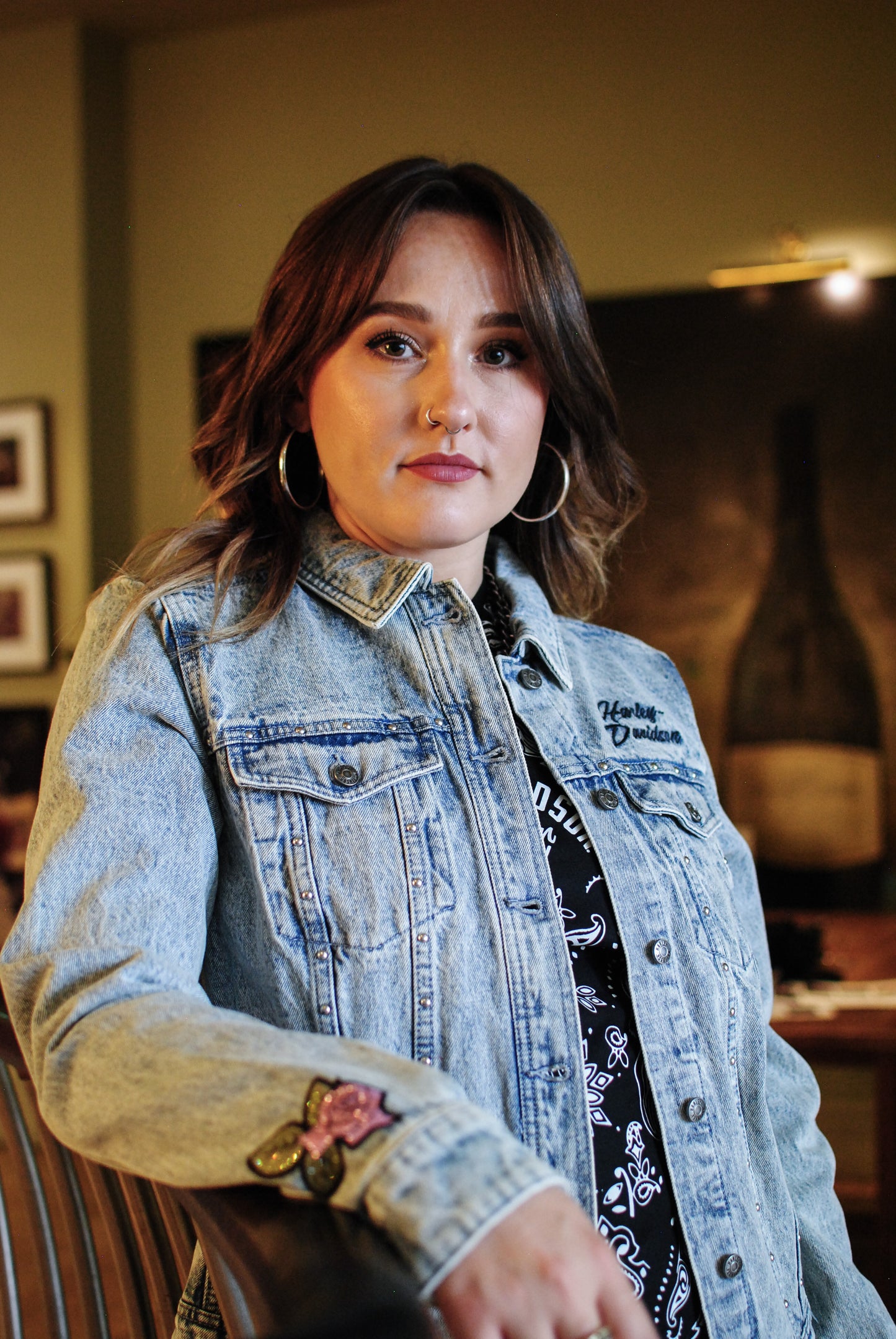 Women's Rose & Thorn Bling Denim Jacket