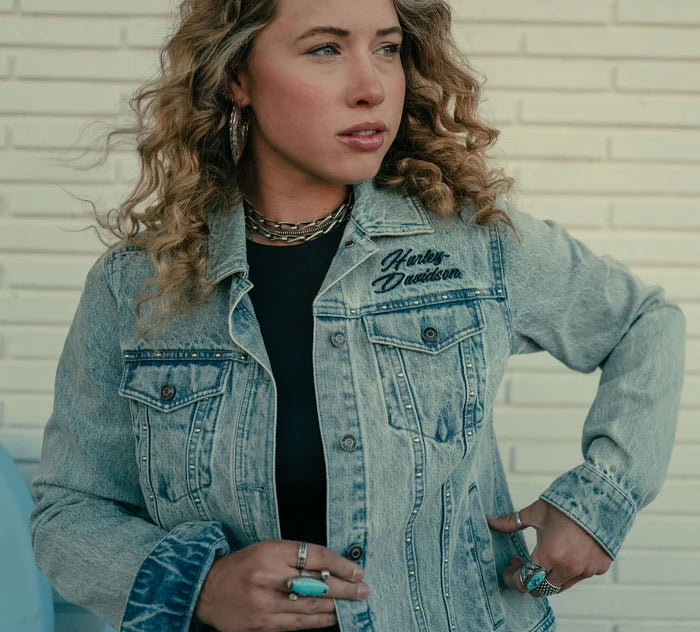 Women's Rose & Thorn Bling Denim Jacket