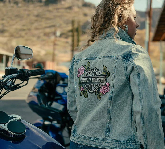 Women's Rose & Thorn Bling Denim Jacket