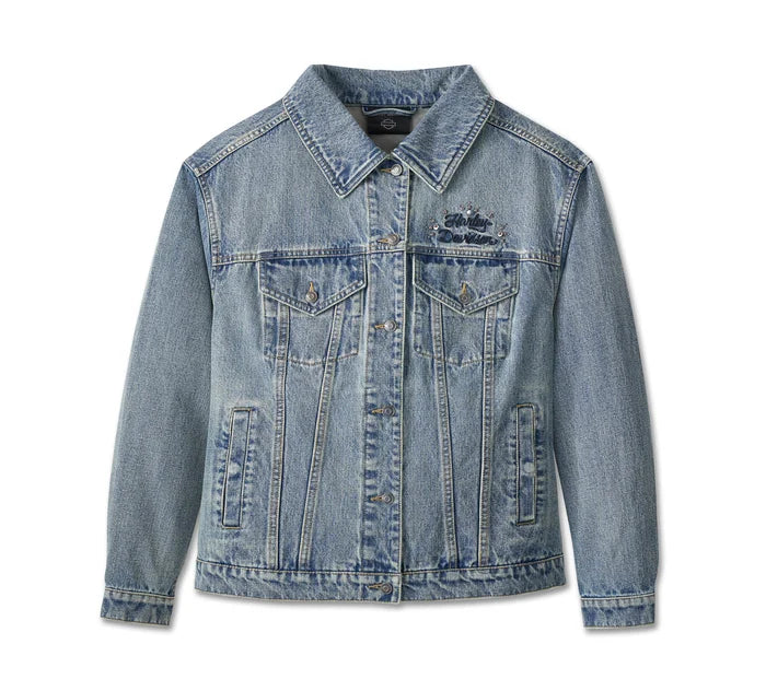 Women's Studded Out Embellished Denim Jacket
