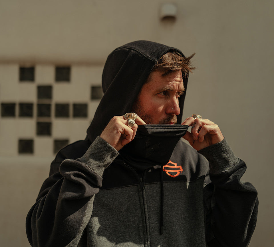 TECH Gaiter Full Zip - Colorblock - Charcoal Grey Heather & Harley Black