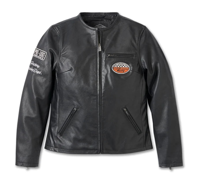 Women's 120th Anniversary Cafe Racer Leather Jacket - Black
