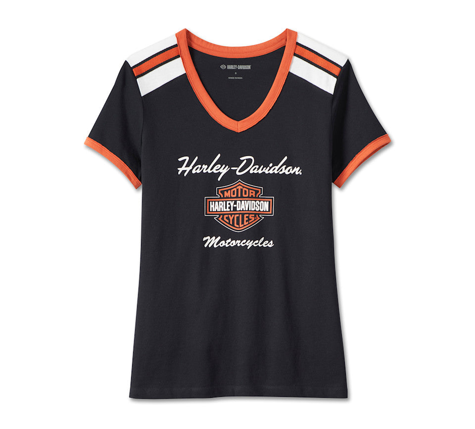 Women's Iconic V-Neck Shoulder Stripe Tee