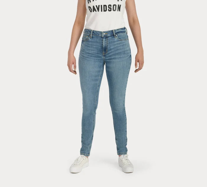 Women's Harley Davidson High Rise Skinny Jeans - Medium Indigo