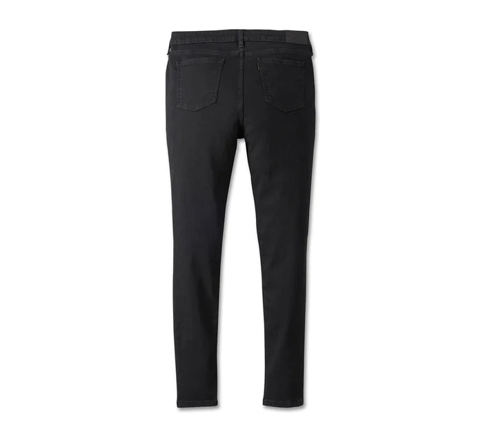 Women's Harley Davidson High Rise Skinny Jeans - Black Denim
