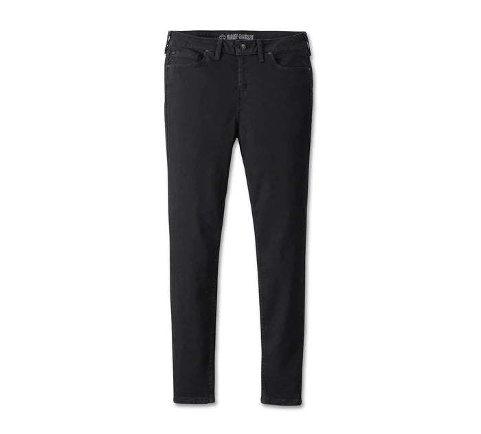 Women's Harley Davidson High Rise Skinny Jeans - Black Denim