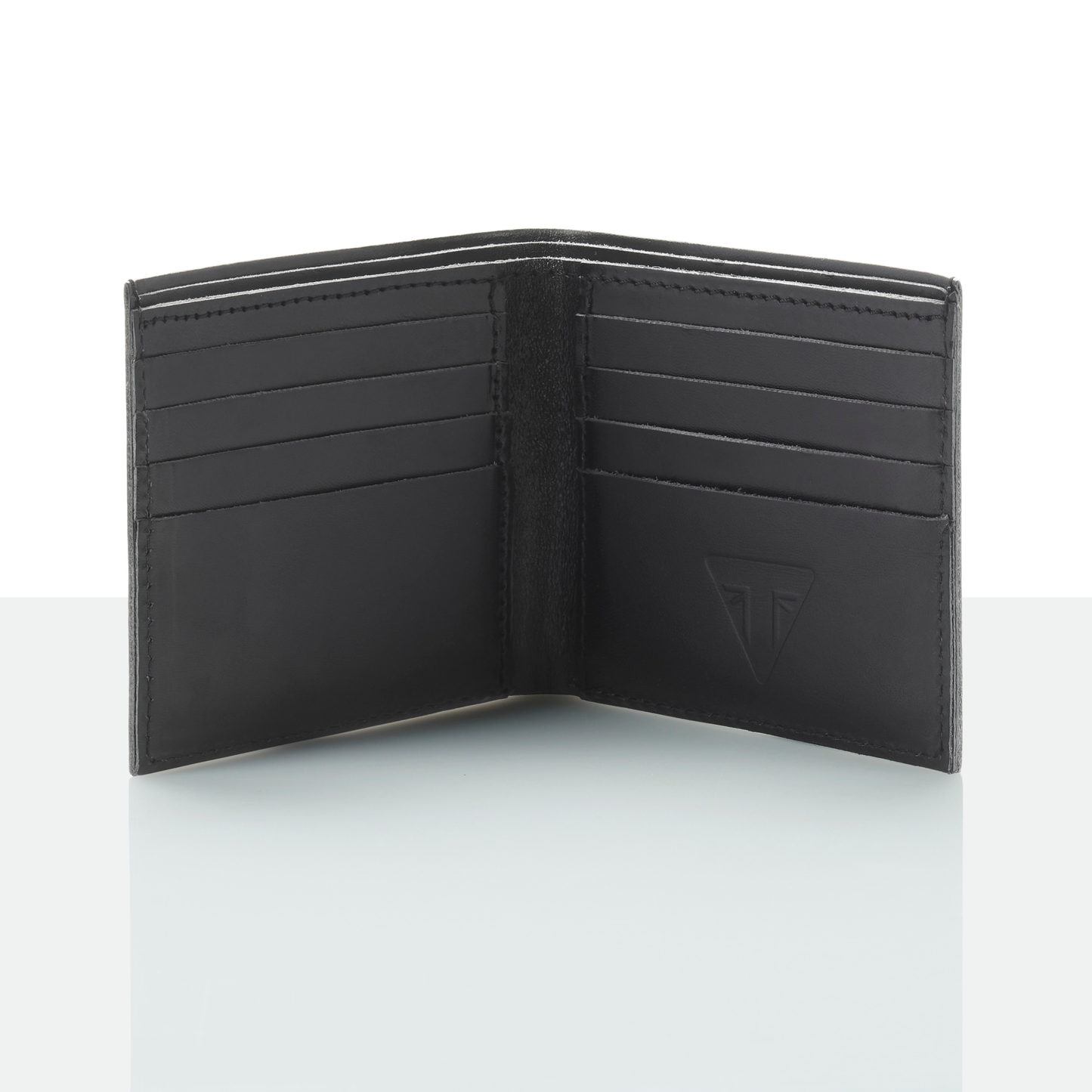 Black Leather Folding Card Holder