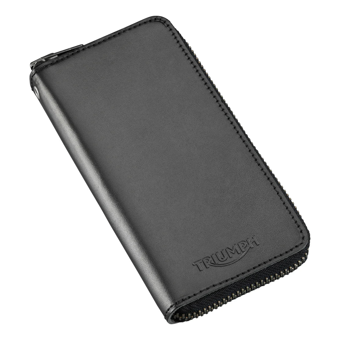 Black Leather Long Zip Wallet