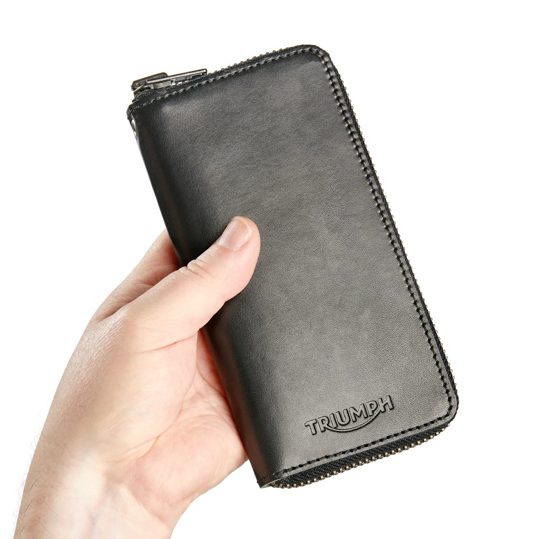 Black Leather Long Zip Wallet