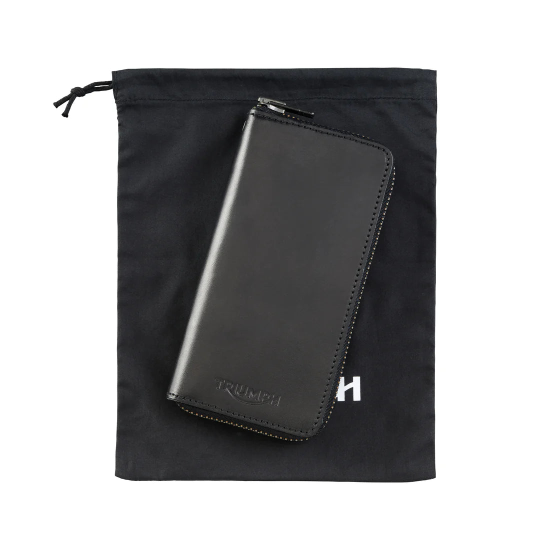 Black Leather Long Zip Wallet