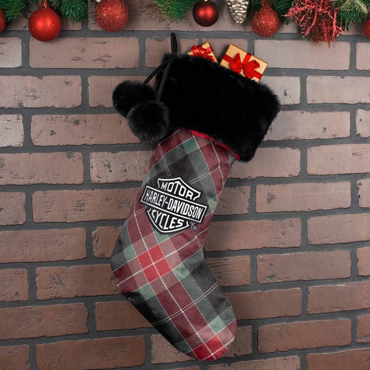 Holiday Faux Christmas Stocking Red/Green Plaid