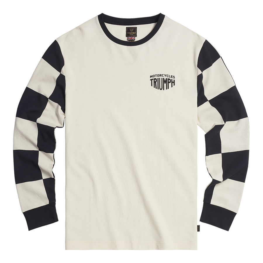 Harker Checkerboard Long Sleeve White T-Shirt