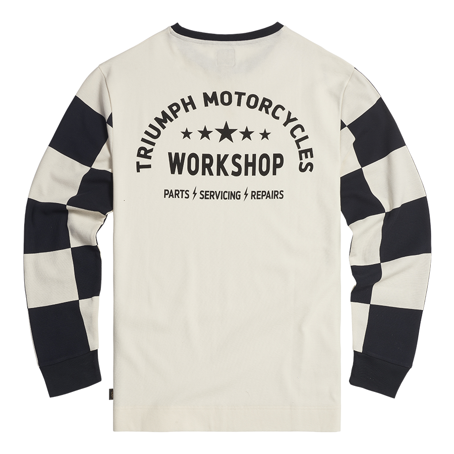 Harker Checkerboard Long Sleeve White T-Shirt