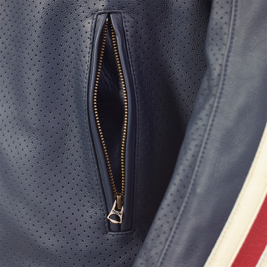 Braddan Blue Retro Air Race Leather Jacket