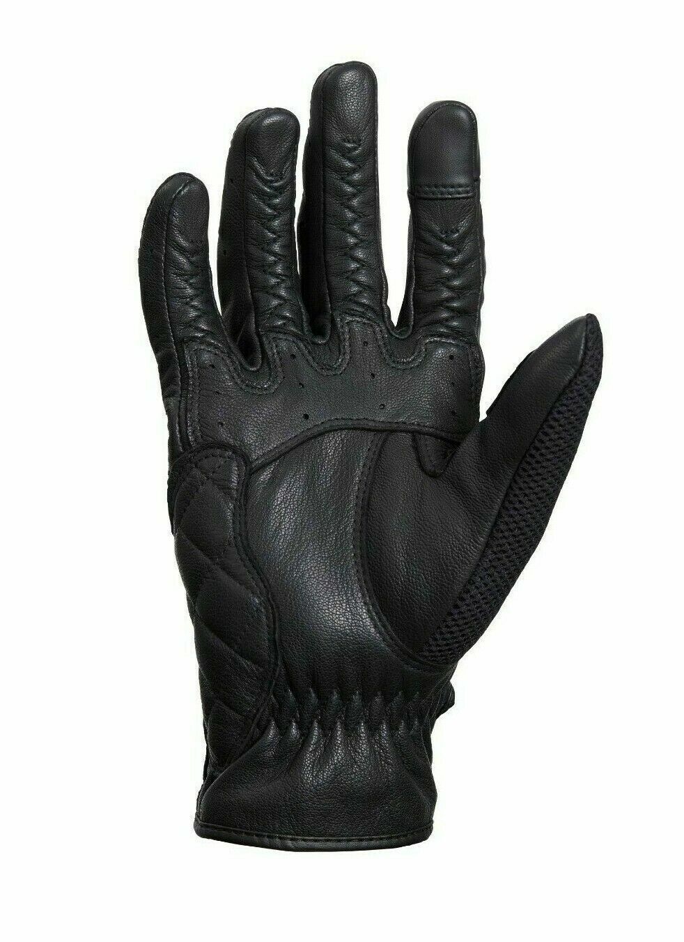Raven Mesh Black Leather Gloves