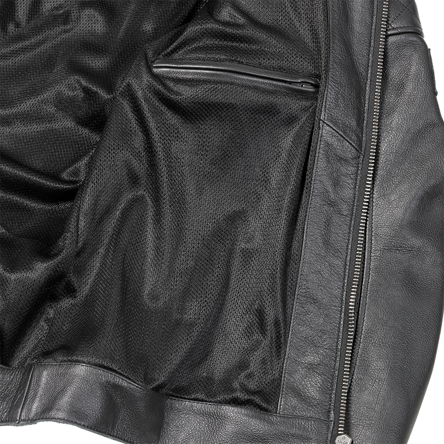 Braddan Air Perforated Black Leather Jacket
