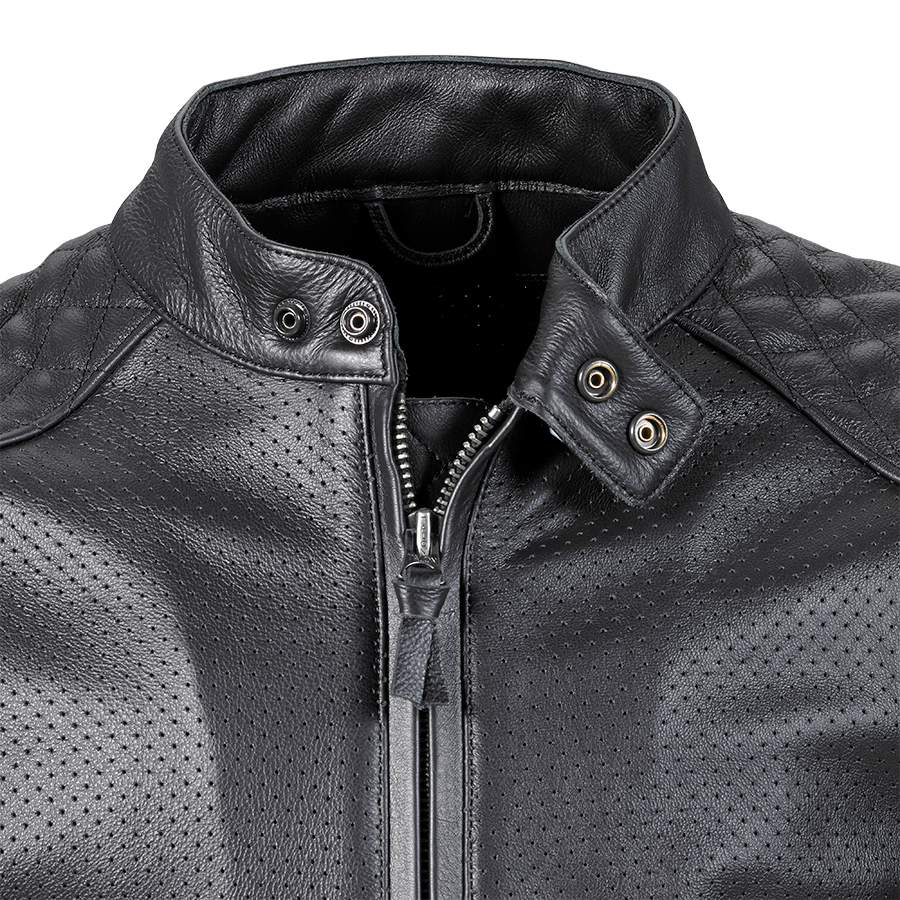 Braddan Air Perforated Black Leather Jacket