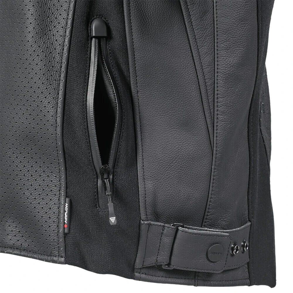 Triple Perforated Black Leather Jacket