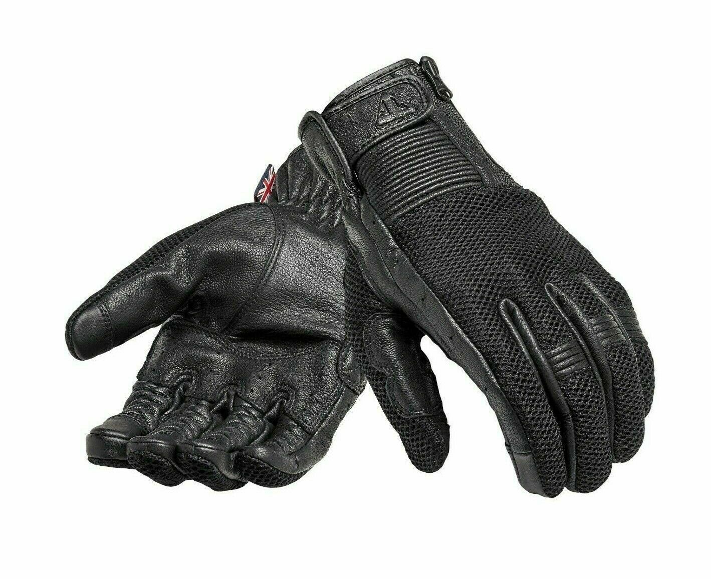 Raven Mesh Black Leather Gloves