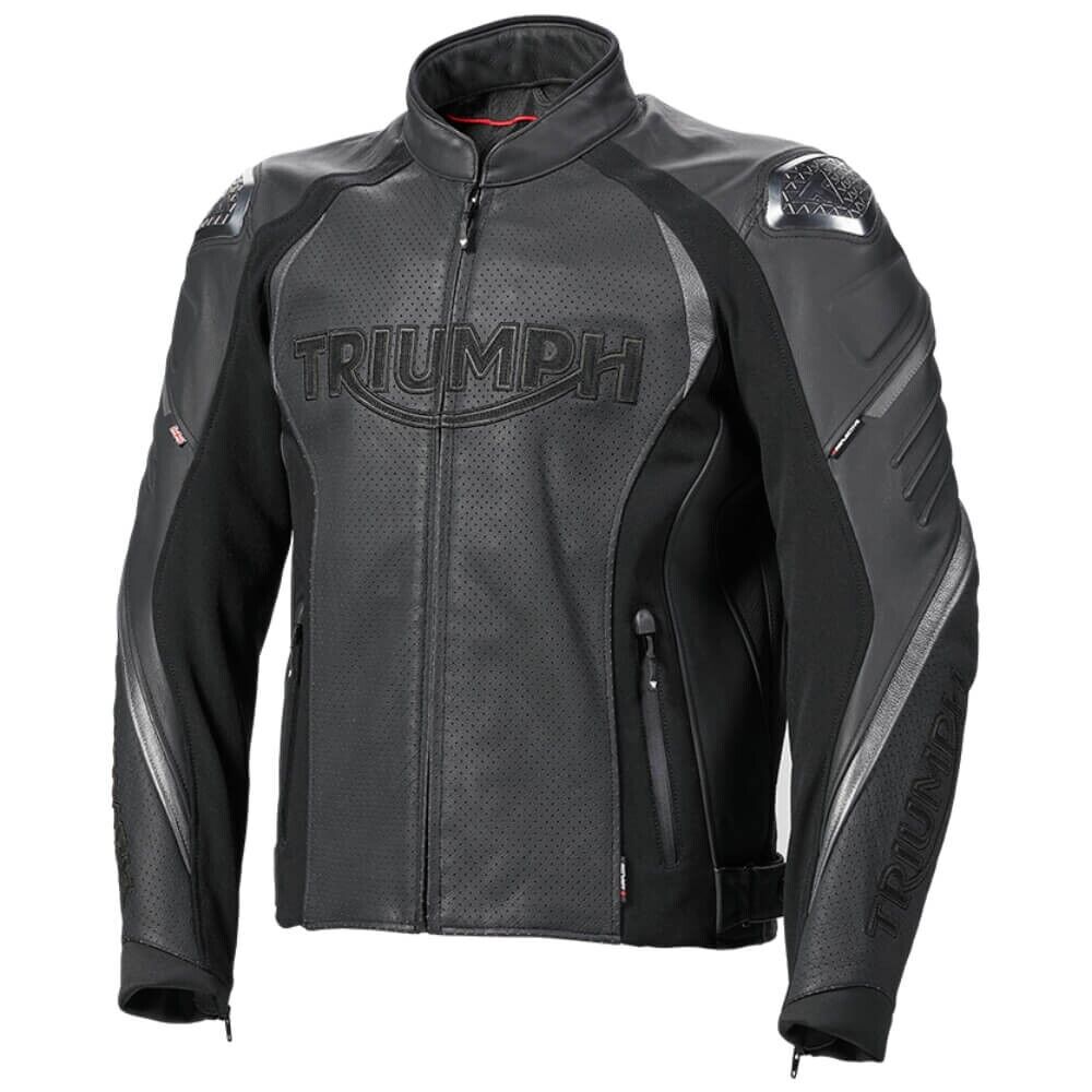 Triple Perforated Black Leather Jacket