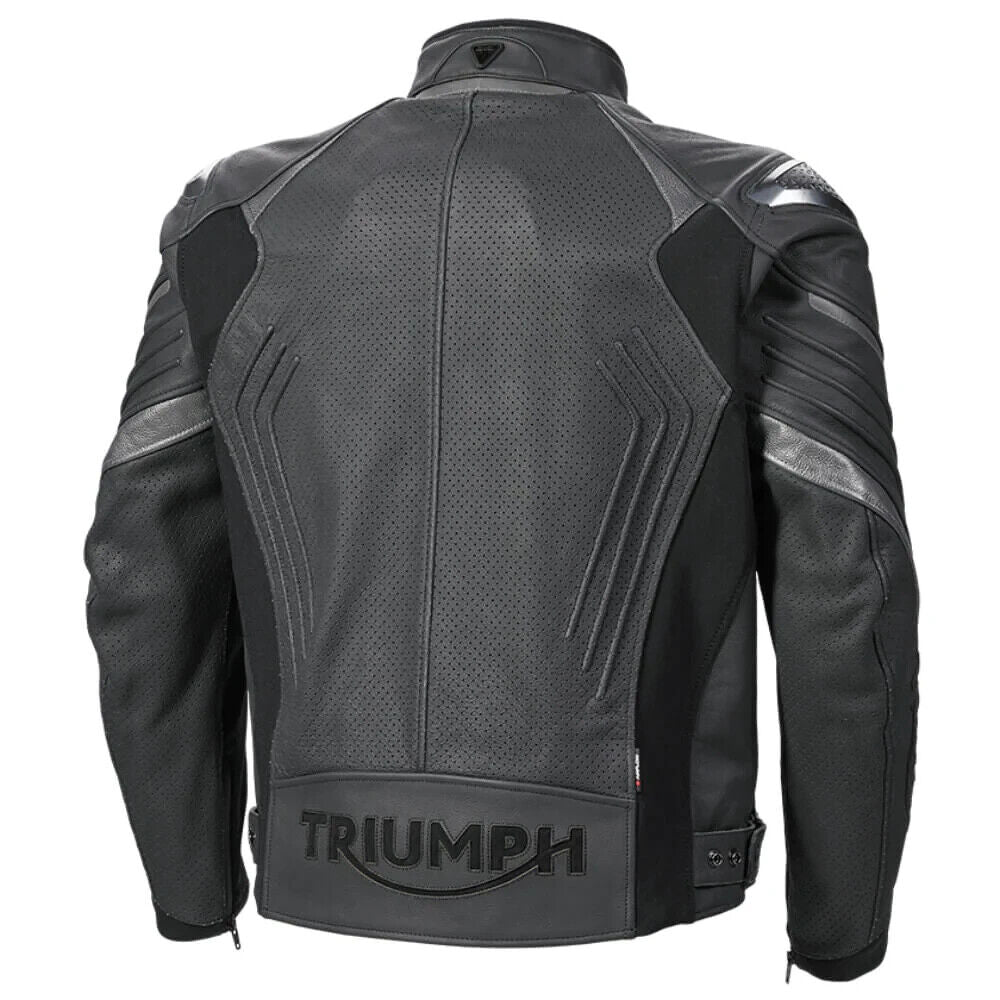 Triple Perforated Black Leather Jacket