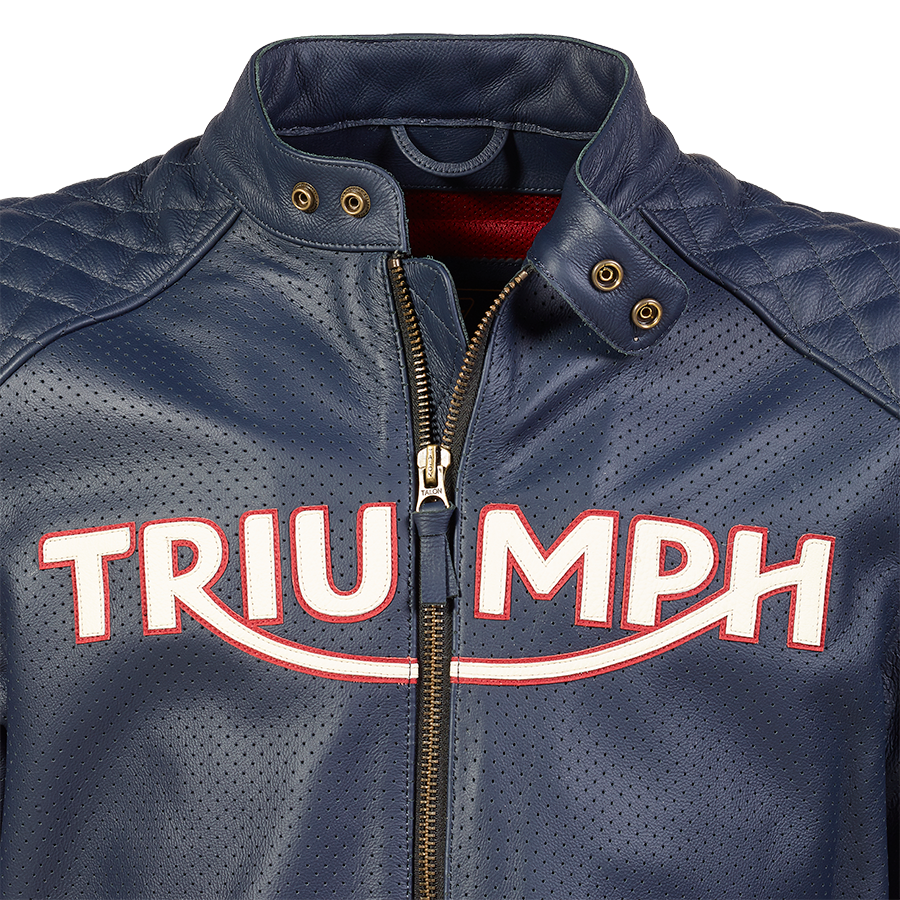 Braddan Blue Retro Air Race Leather Jacket