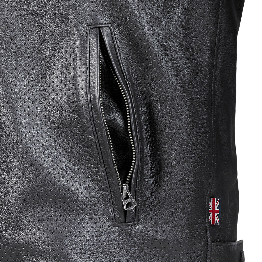 Braddan Air Perforated Black Leather Jacket