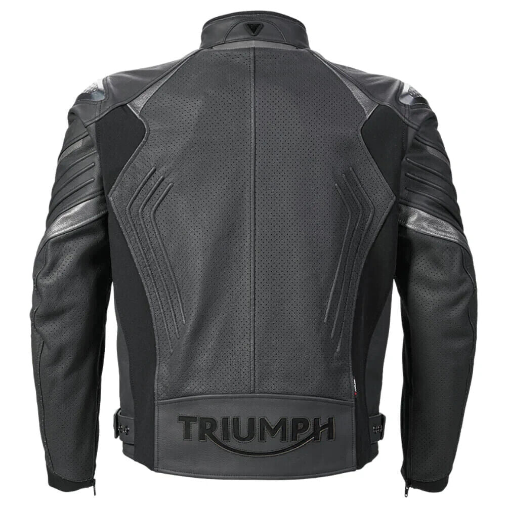 Triple Perforated Black Leather Jacket