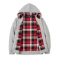 Bar & Shield Plaid Lined Zip-Up Hoodie - Grey Heather