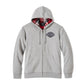 Bar & Shield Plaid Lined Zip-Up Hoodie - Grey Heather