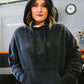 Women's Oversized Washed Bar & Shield Hoodie Black