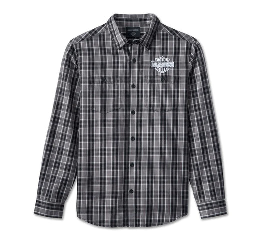 Men's Screamin' Eagle Plaid Shirt - Black Plaid