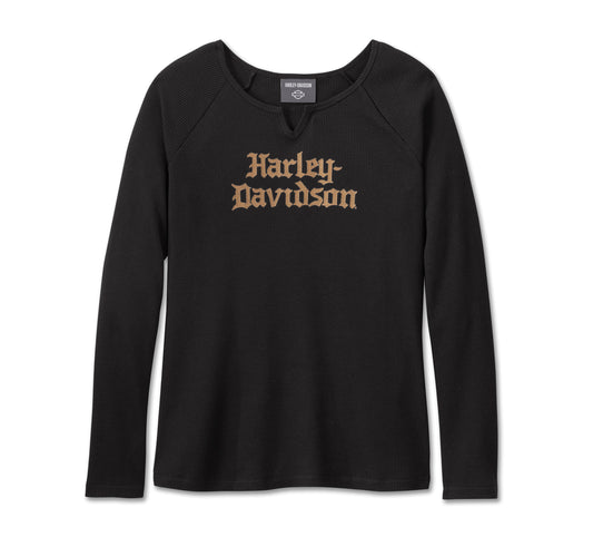 Women's Harley-Davidson Old English Thermal Top - Harley Black