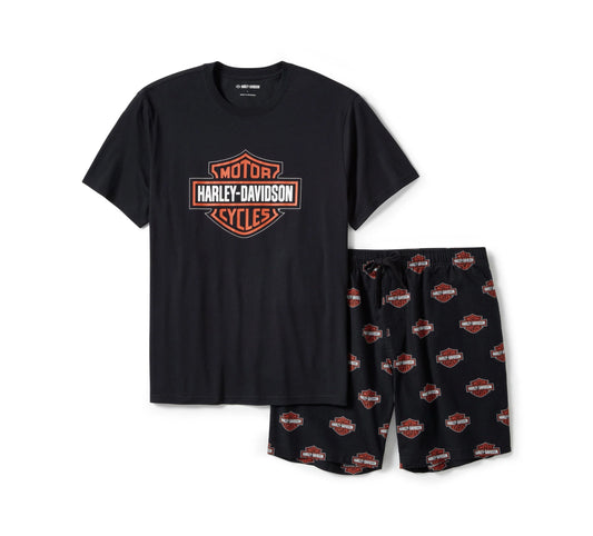 Men's Bar & Shield Short Sleeve Pyjama Shorts Set