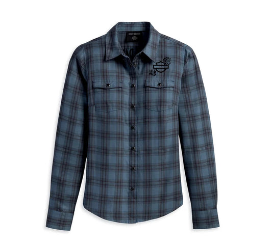 Women's Classic Enchanted Shirt - YD Plaid - Dusty Blue