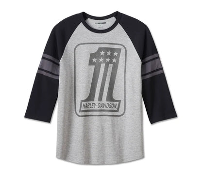 Men's #1 3/4 Raglan Tee - Colorblock - Grey Heather