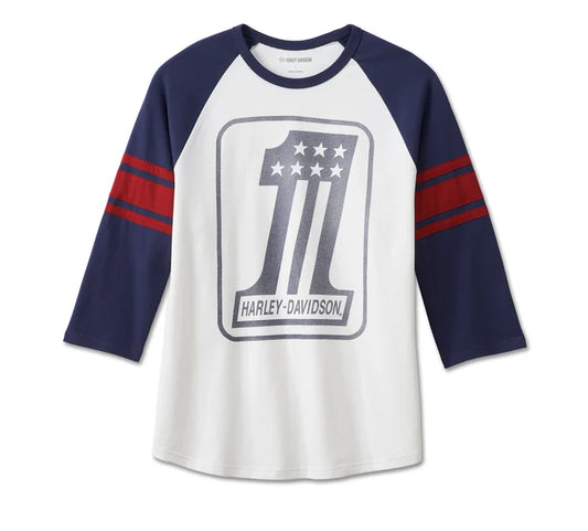 Men's #1 3/4 Raglan Tee - Colorblocked - Cloud Dancer