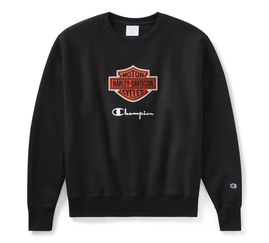 Champion x Harley-Davidson Fanatic Crew Neck Sweatshirt - Black & Orange Champion