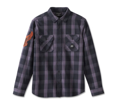 Men's Motorbreath Long Sleeve Shirt - Black Plaid