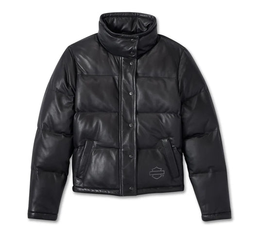 Women's Blacked Out Leather Puffer