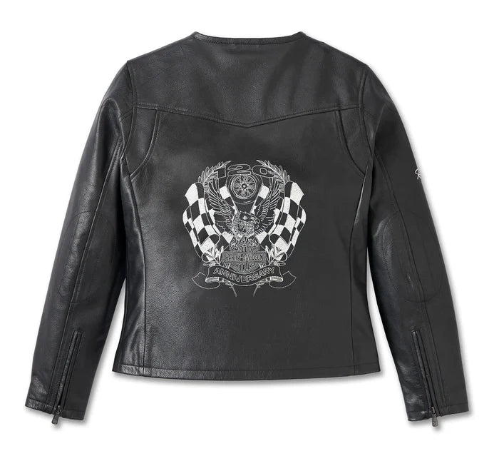 Women's 120th Anniversary Cafe Racer Leather Jacket - Black
