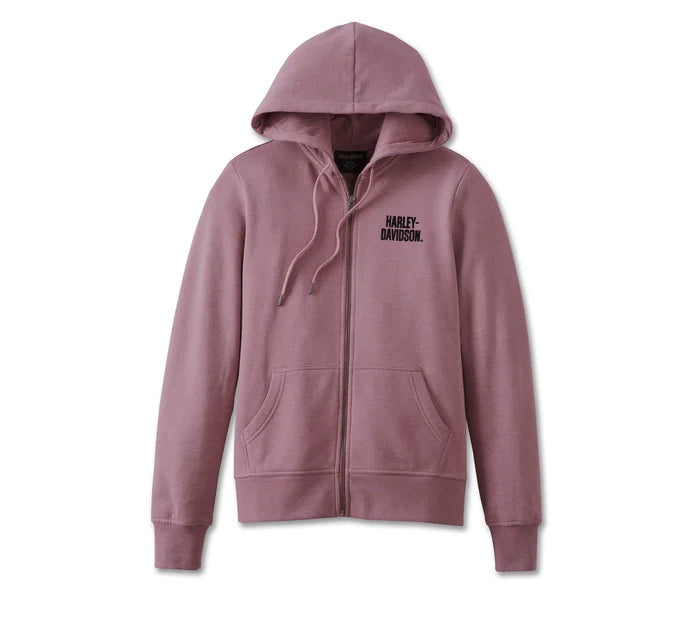 Women s Special Bar and Shield Zip Front Hoodie Grape Shake Heather