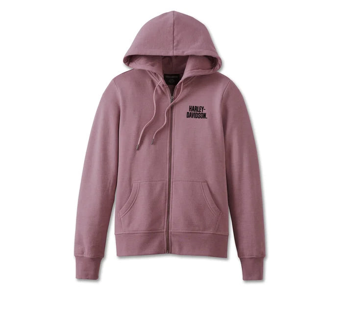 Women's Special Bar and Shield Zip Front Hoodie - Grape Shake Heather