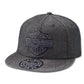 Bar & Shield Denim Snapback Cap - Black
