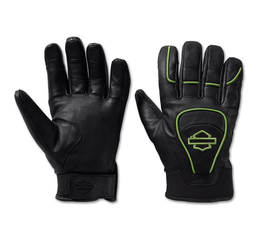 Men's Ovation Waterproof Leather Gloves - Black Beauty & Wild Lime